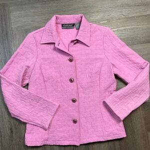 Vintage Nouveaux Boho Quilted Heart‎ Blazer Womens Petite Small Pink Coquette
